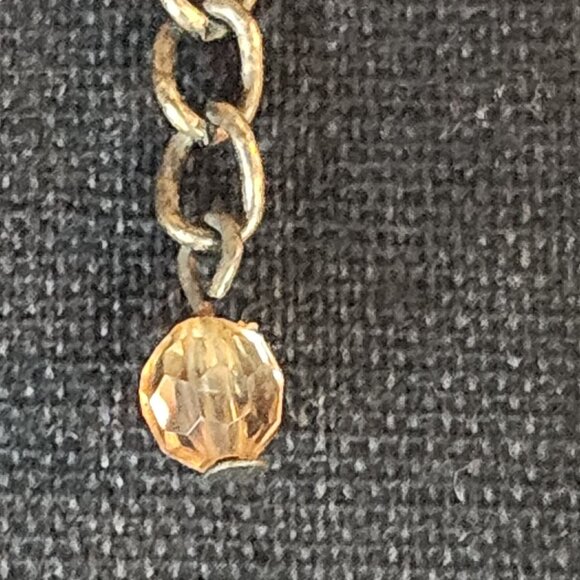 Chico's Mixed Metal Brass Rhinestone Wood Stacking Ring Bead 39" Rolo Necklace - Picture 10 of 16